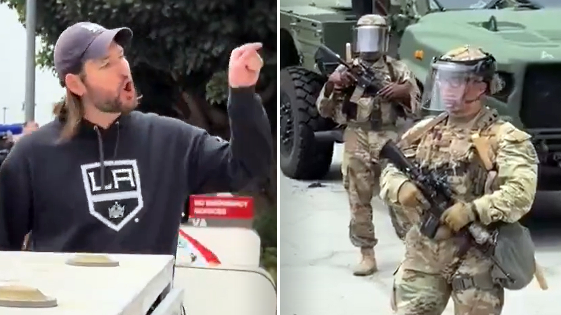 A protester stares down the National Guard and calls them out as foot ...